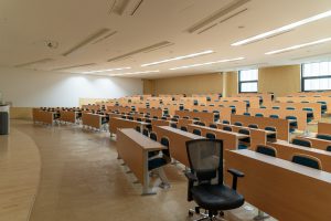 Empty college classroom- student research foundation