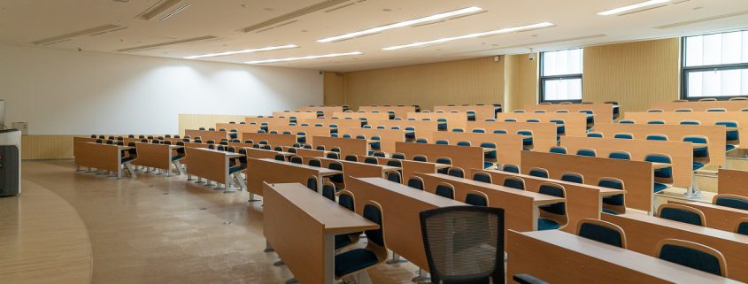 Empty college classroom- student research foundation